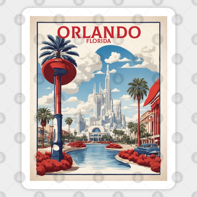 Orlando United States of America Tourism Vintage Poster Sticker by TravelersGems